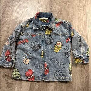 H&M Kids Marvel Jean Jacket - Blue with Red and Yellow Accents